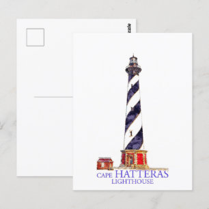 Watercolor Illustration Cape Hatteras Lighthouse Postcard