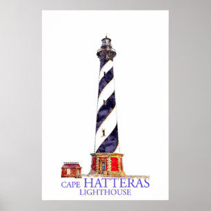 Watercolor Illustration Cape Hatteras Lighthouse Poster