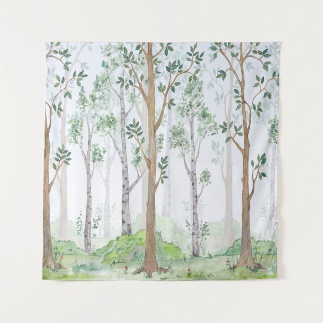 Watercolor illustration-Fairy forest. Children's i Tapestry (Front)