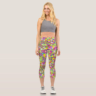 Watercolor Illustration, Flip Flop Pattern Capri Leggings