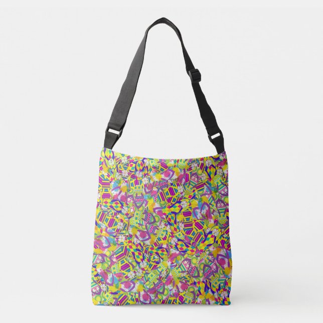 Watercolor Illustration, Flip Flop Pattern Crossbody Bag (Front)