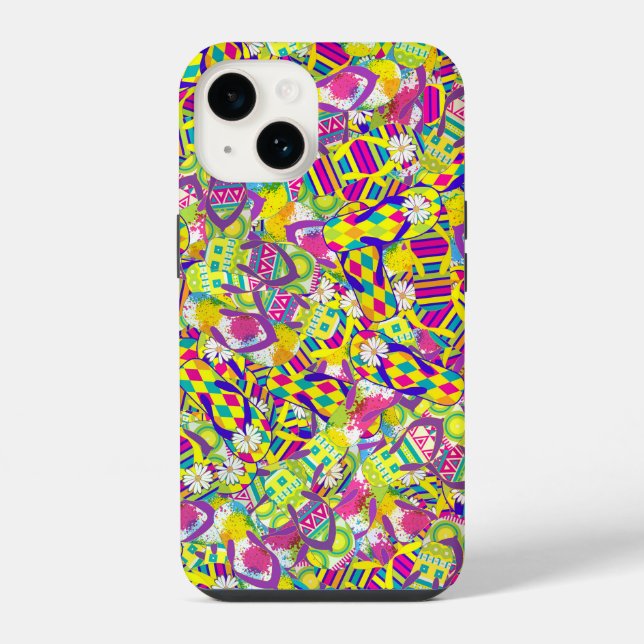 Watercolor Illustration, Flip Flop Pattern iPhone Case (Back)