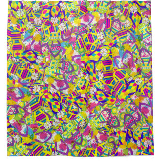 Watercolor Illustration, Flip Flop Pattern Shower Curtain