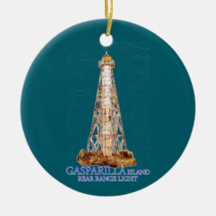 Watercolor Illustration Gasparilla Island Light Ceramic Tree Decoration