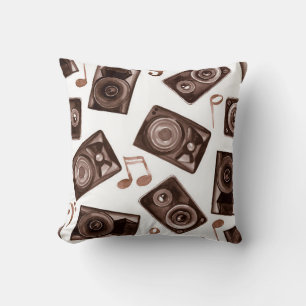 Watercolor illustration music speakers with notes cushion