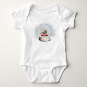 watercolor illustration of a Christmas snow globe  Baby Bodysuit