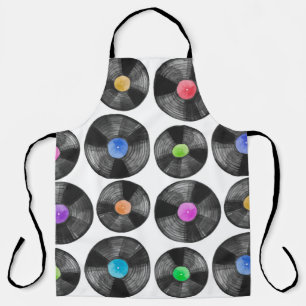 Watercolor illustration of a vinyl lp retro record apron