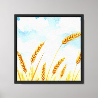 Watercolor illustration of a wheat field canvas print