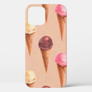 Watercolor illustration of ice cream. Seamless pat iPhone 12 Case
