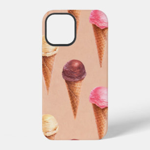 Watercolor illustration of ice cream. Seamless pat iPhone 12 Case