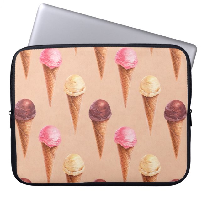 Watercolor illustration of ice cream. Seamless pat Laptop Sleeve (Front)