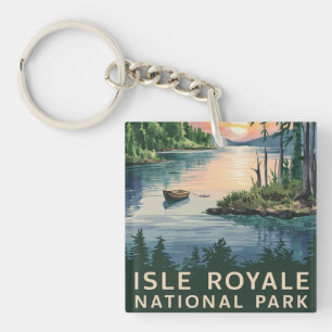 Watercolor Illustration of Isle Royale Key Ring