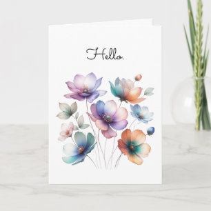 Watercolor Illustration of Pretty Flowers Bouquet Card