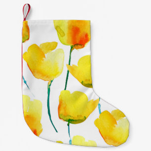 Watercolor illustration of tulips. Seamless patter Small Christmas Stocking