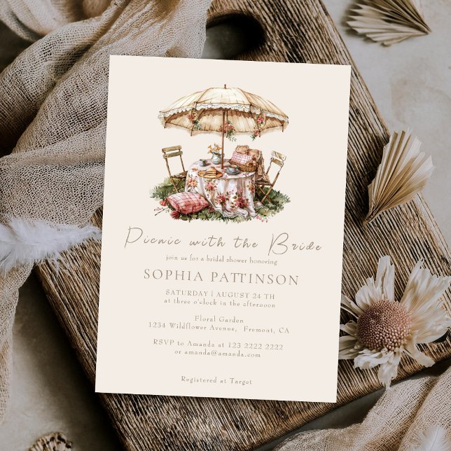 Watercolor Illustration Picnic Bridal Shower Invitation (Creator Uploaded)