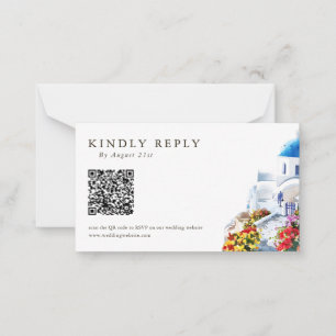 Watercolor Illustration QR Code Wedding RSVP Cards