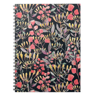 watercolor illustration seamless pattern flowers m notebook