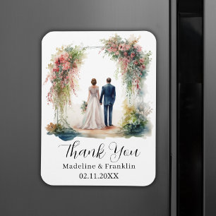 Watercolor Illustration Wedding Thank You Card Magnet