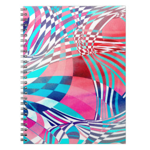 Watercolor illustration with graphic linear waves  notebook