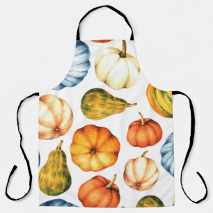 Watercolor illustration with pumpkins. Seamless pa Apron