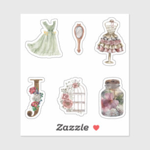 Watercolor illustrations fashion dress Scrapbook