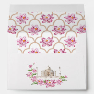 Watercolor Indian Lotus Flower Envelope