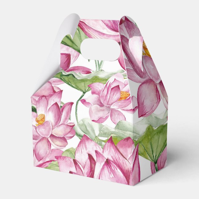Watercolor Indian Lotus Flower Favour Box (Front Side)