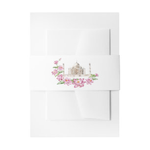 Watercolor Indian Lotus Flower Taj Mahal Invitation Belly Band