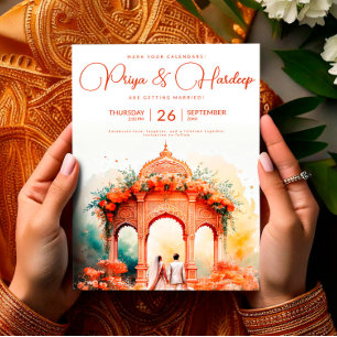 Watercolor Indian Wedding Template, Mandap Sikh Invitation