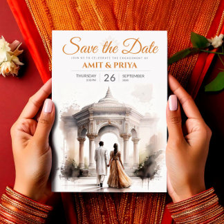 Watercolor Indian Wedding Template, Mandap Sikh  Invitation