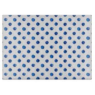 Watercolor indigo blue polka dots pattern cutting board