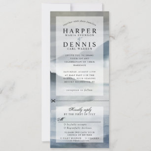 watercolor indigo mountains wedding invite w rsvp