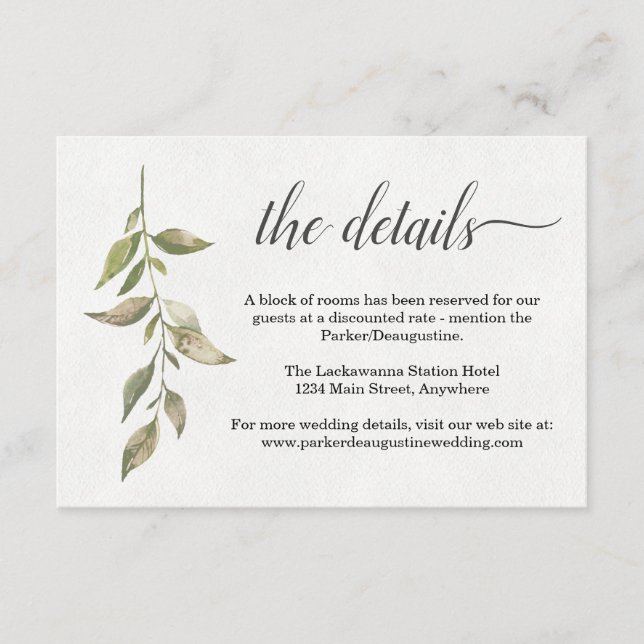 Watercolor Information / Details Enclosure Card (Front)