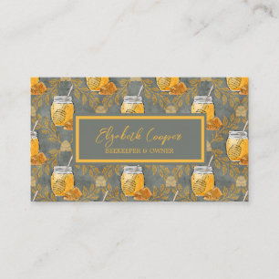 Watercolor & Ink Bee-Themed hand drawn design Business Card