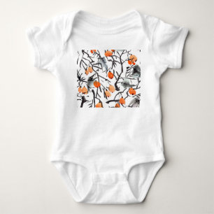 Watercolor Ink Berries Leaves Illustration Baby Bodysuit
