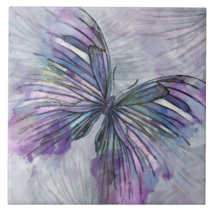 Watercolor ink butterfly tile