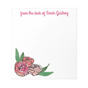 Watercolor & Ink Floral Custom Notepad