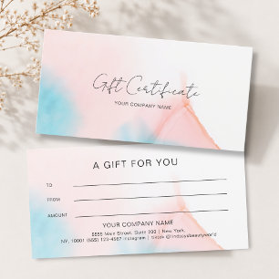 Watercolor Ink Gift Certficate
