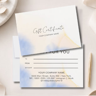 Watercolor Ink Gift Certficate