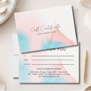 Watercolor Ink Gift Certficate