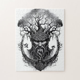 Watercolor ink of northern mythology Yggdrasil Jigsaw Puzzle