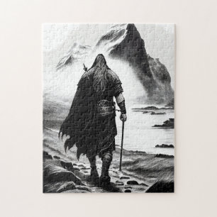 Watercolor ink pencil of Viking warrioir Jigsaw Puzzle