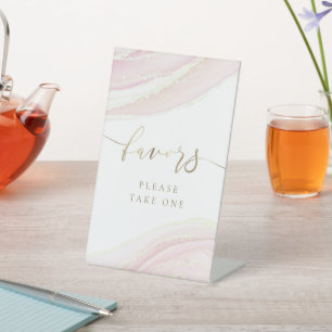 watercolor ink pink favours pedestal sign