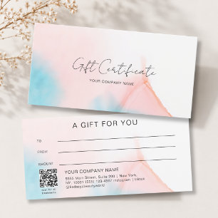 Watercolor Ink QR Code Gift Certficate