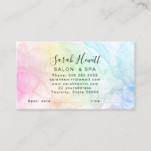 watercolor ink salon and spa business card