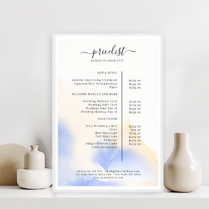 Watercolor Ink Salon Price List Poster
