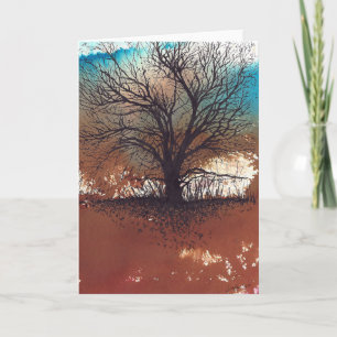 Watercolor Ink Tree Abstract Card