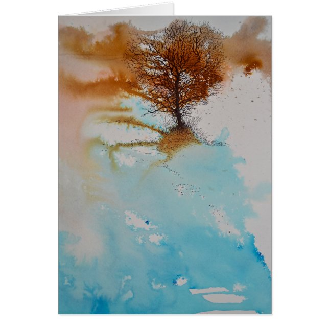 Watercolor Inked Tree Thank You (Front)