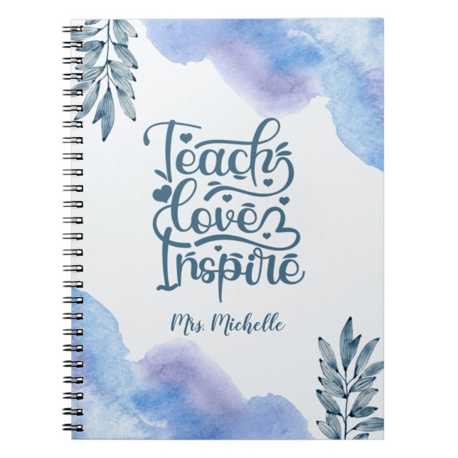 Watercolor Inspirational Quote Teacher Planner Notebook (Front)