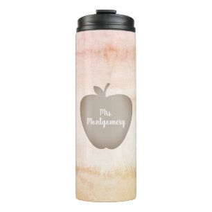 Watercolor Inspired Apple Teacher Thermal Tumbler